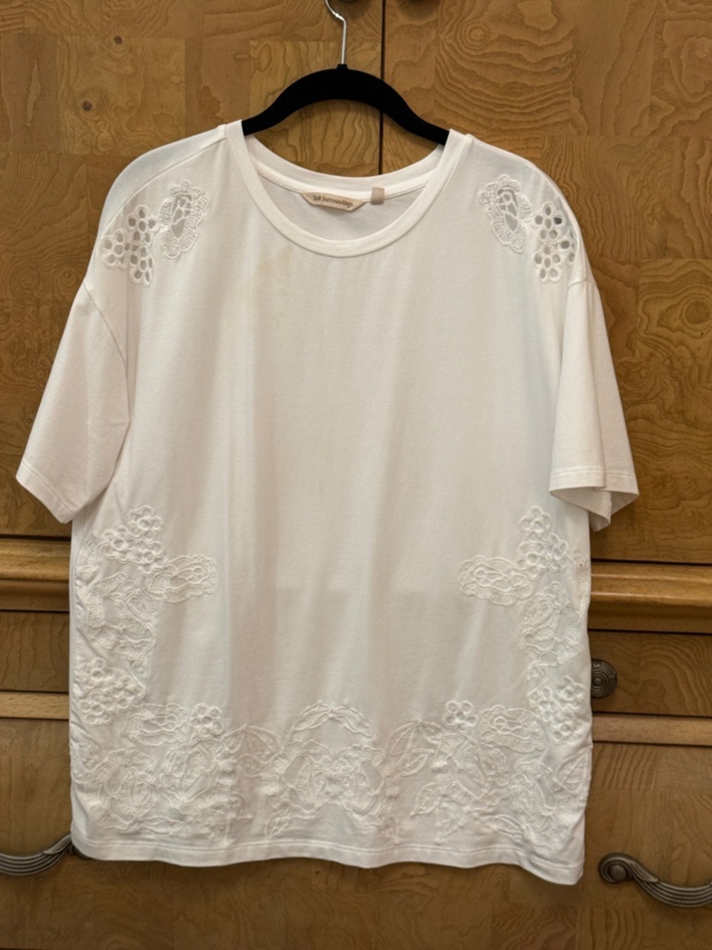 Soft Surroundings white Short Sleeve appliqué Tee